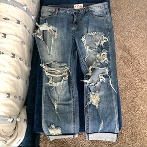 Baggie Ripped One Teaspoon Jeans